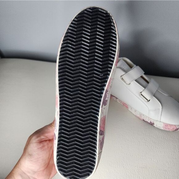 MMM white leather floral sole women’s shoes size 10 hook and loop closure - Picture 4 of 6